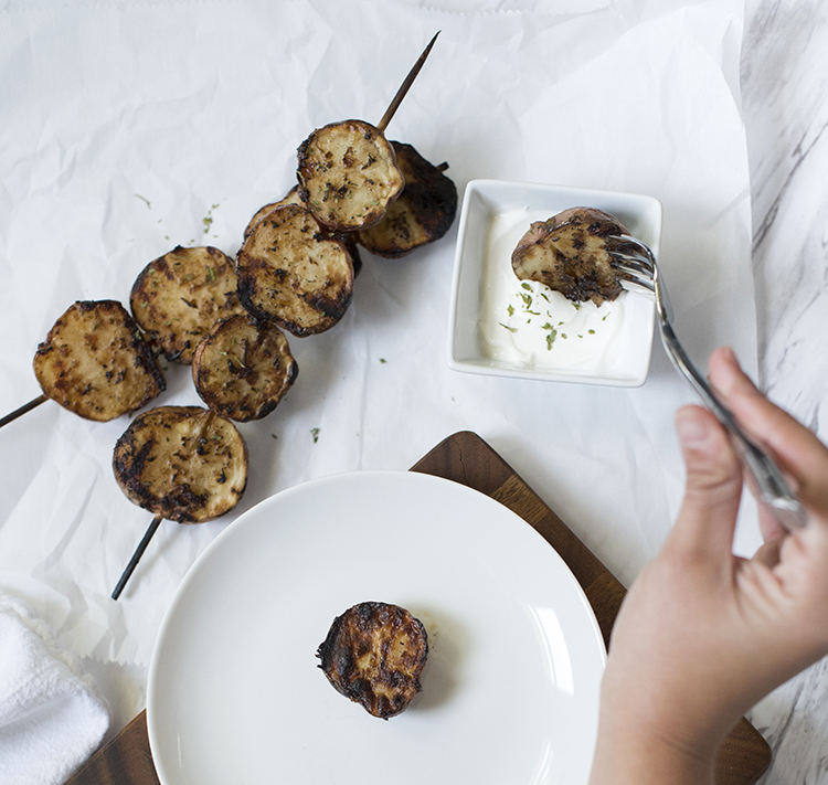 Balsamic Grilled Potatoes with Dipping Sauce