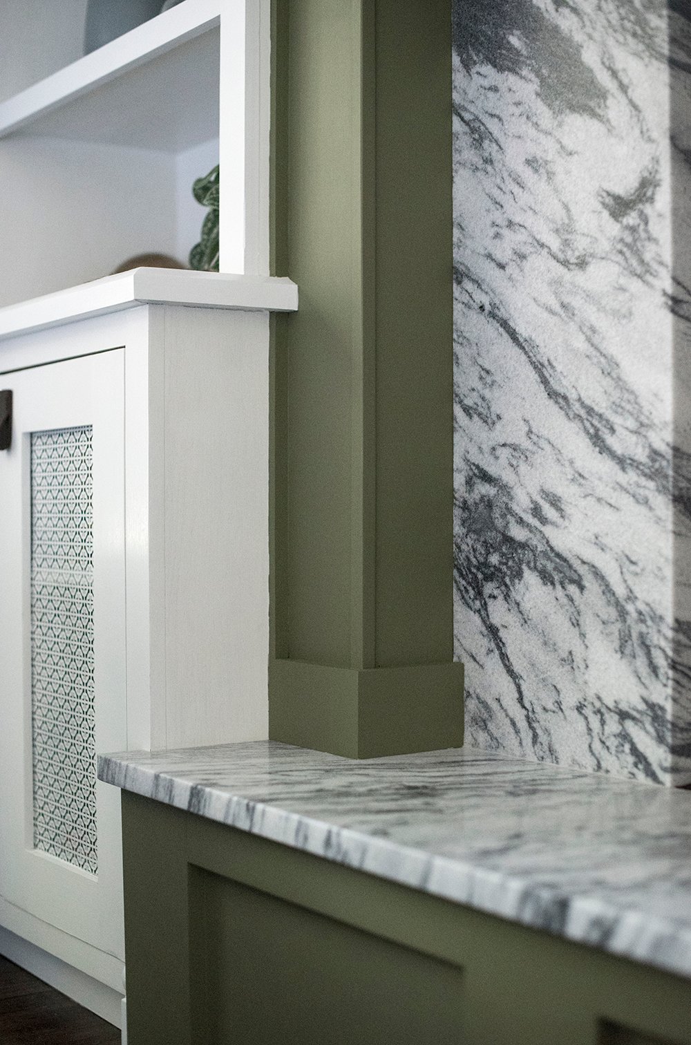 Marble and Green Fireplace Details