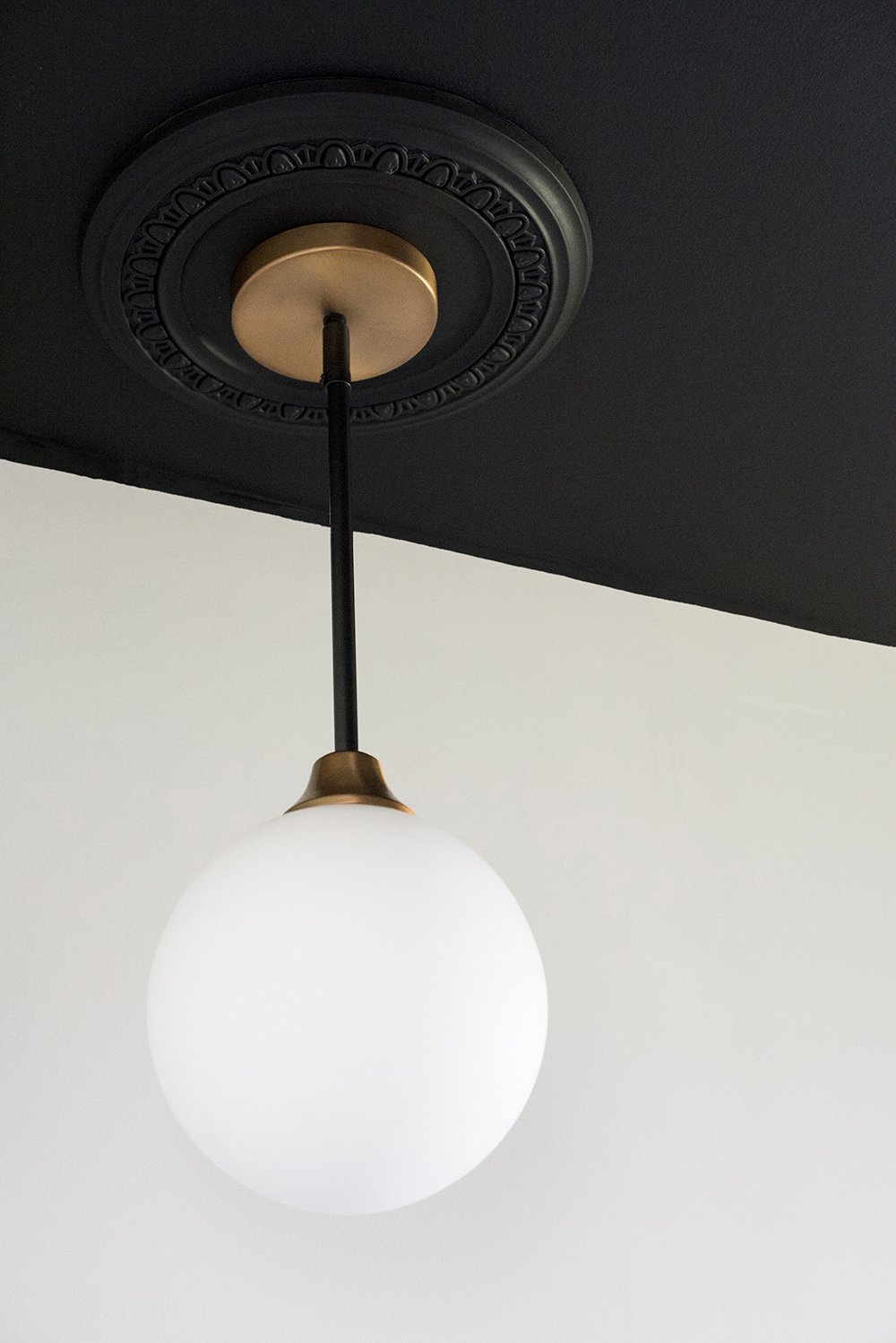 Pendant with Black Ceiling Medallion