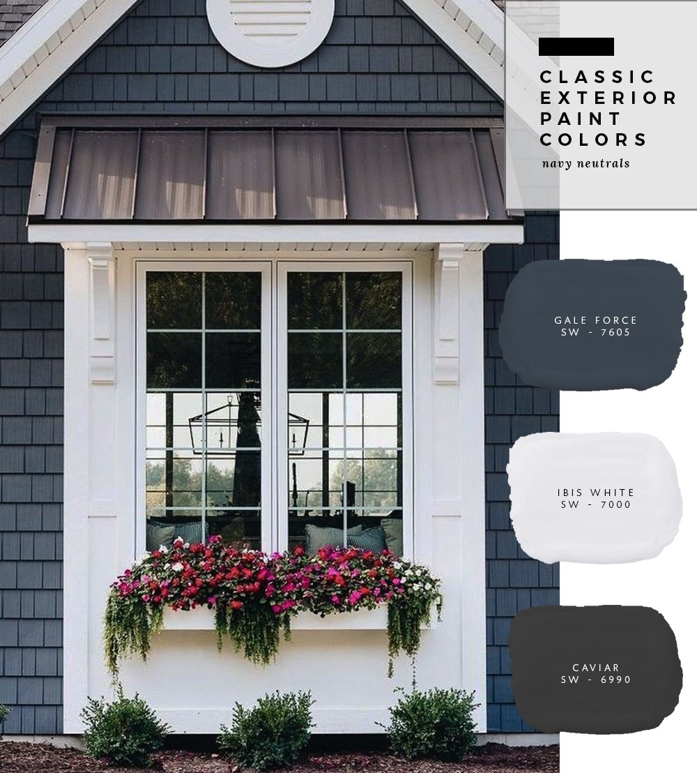 Classic Exterior Paint Colors - Navy Neutrals - Room For Tuesday