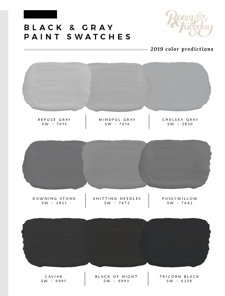 Black and Gray Paint Swatches 2019 - Room For Tuesday