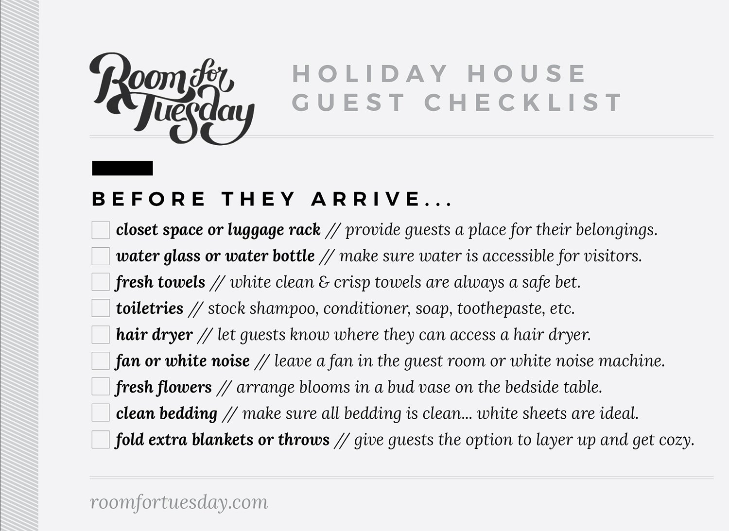 Tips for Hosting for Holiday House Guests - roomfortuesday.com