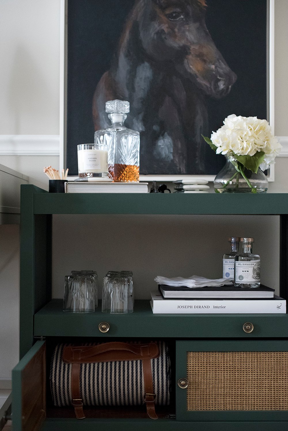 Styled Bar Cart in My Office - roomfortuesday.com