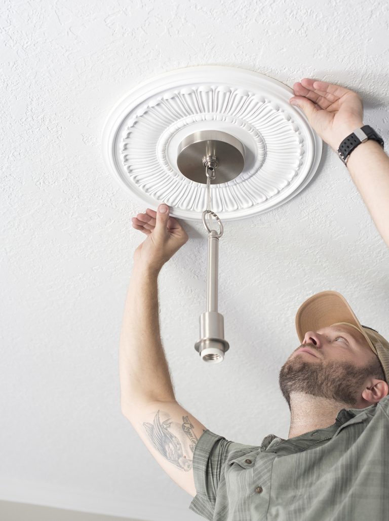 How to Install a Ceiling Medallion - Room for Tuesday