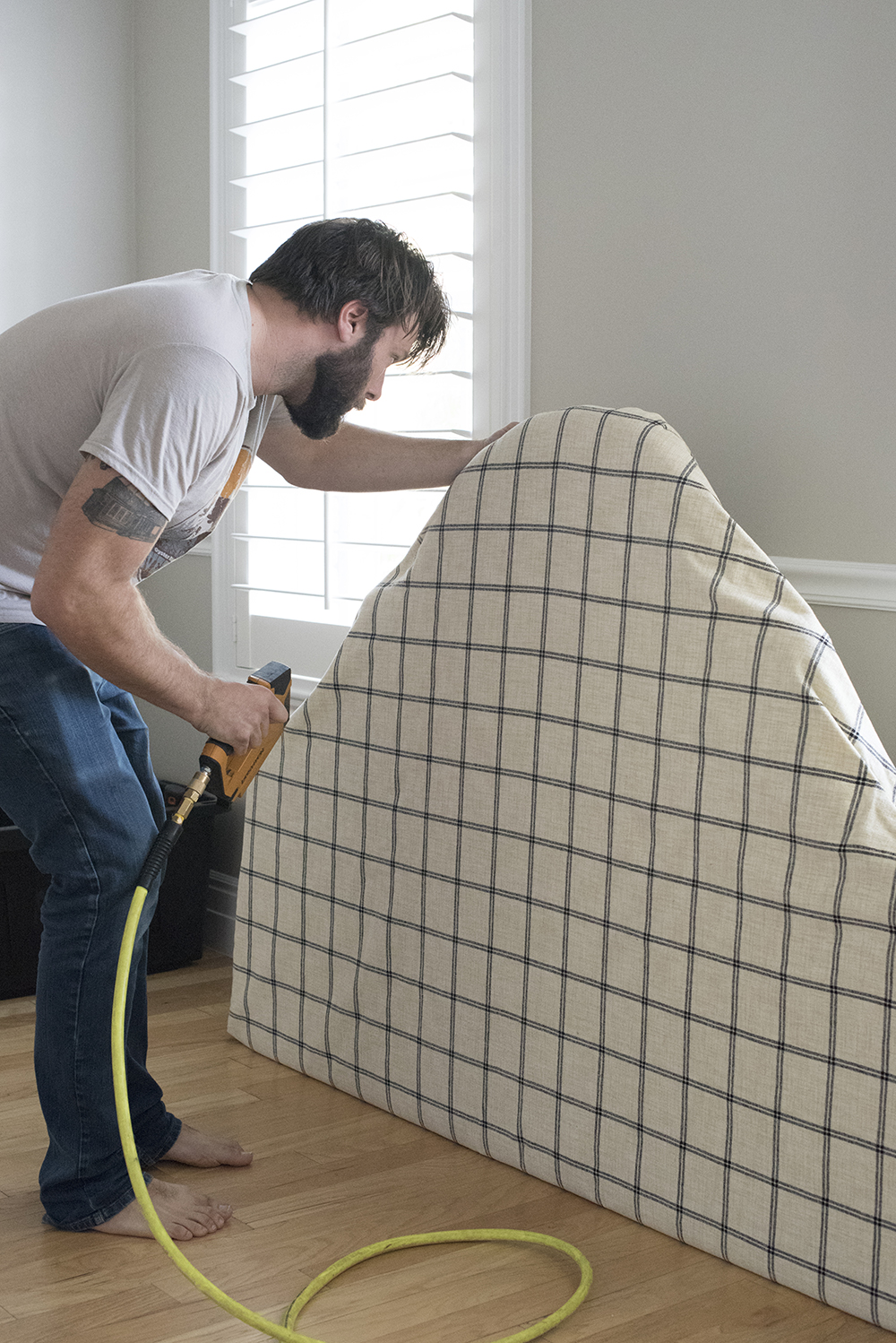 DIY Upholstered Bed - roomfortuesday.com