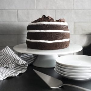 Dark Chocolate Layer Cake with Marshmallow Frosting - roomfortuesday.com