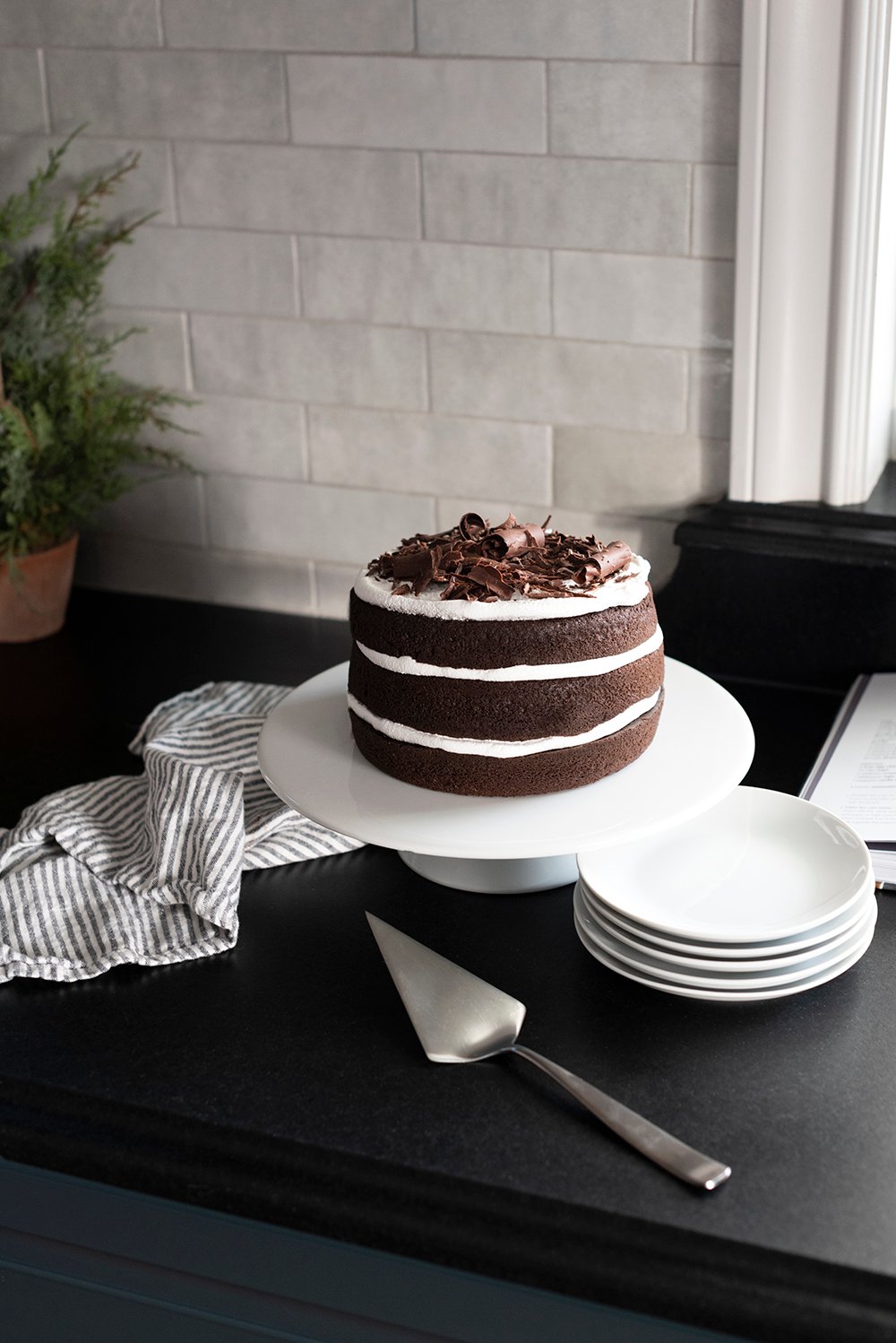 Dark Chocolate Layer Cake with Marshmallow Frosting