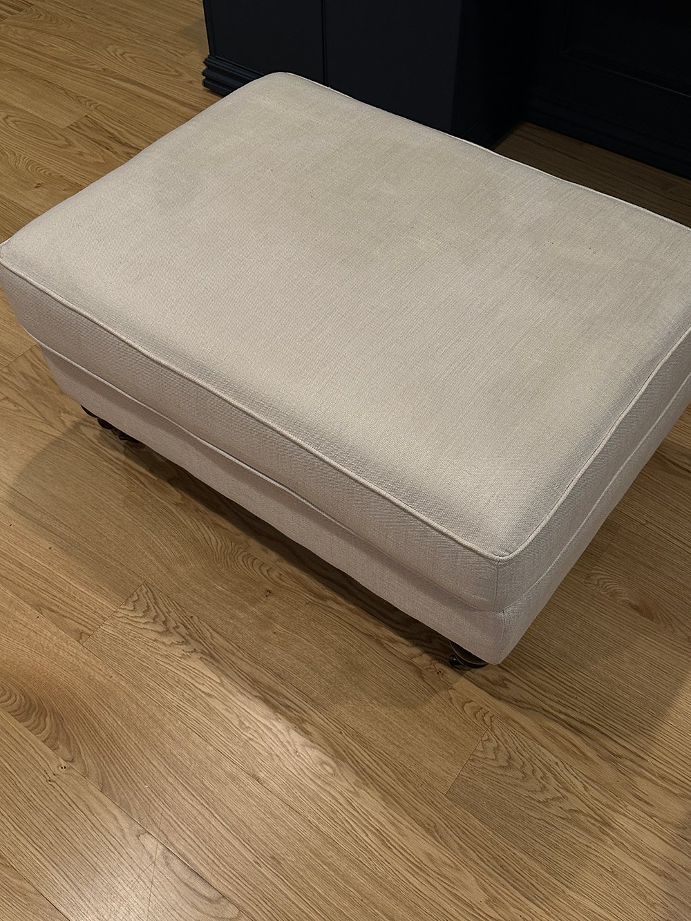 How to Make a Basic Ottoman Look Custom and High-End - roomfortuesday.com