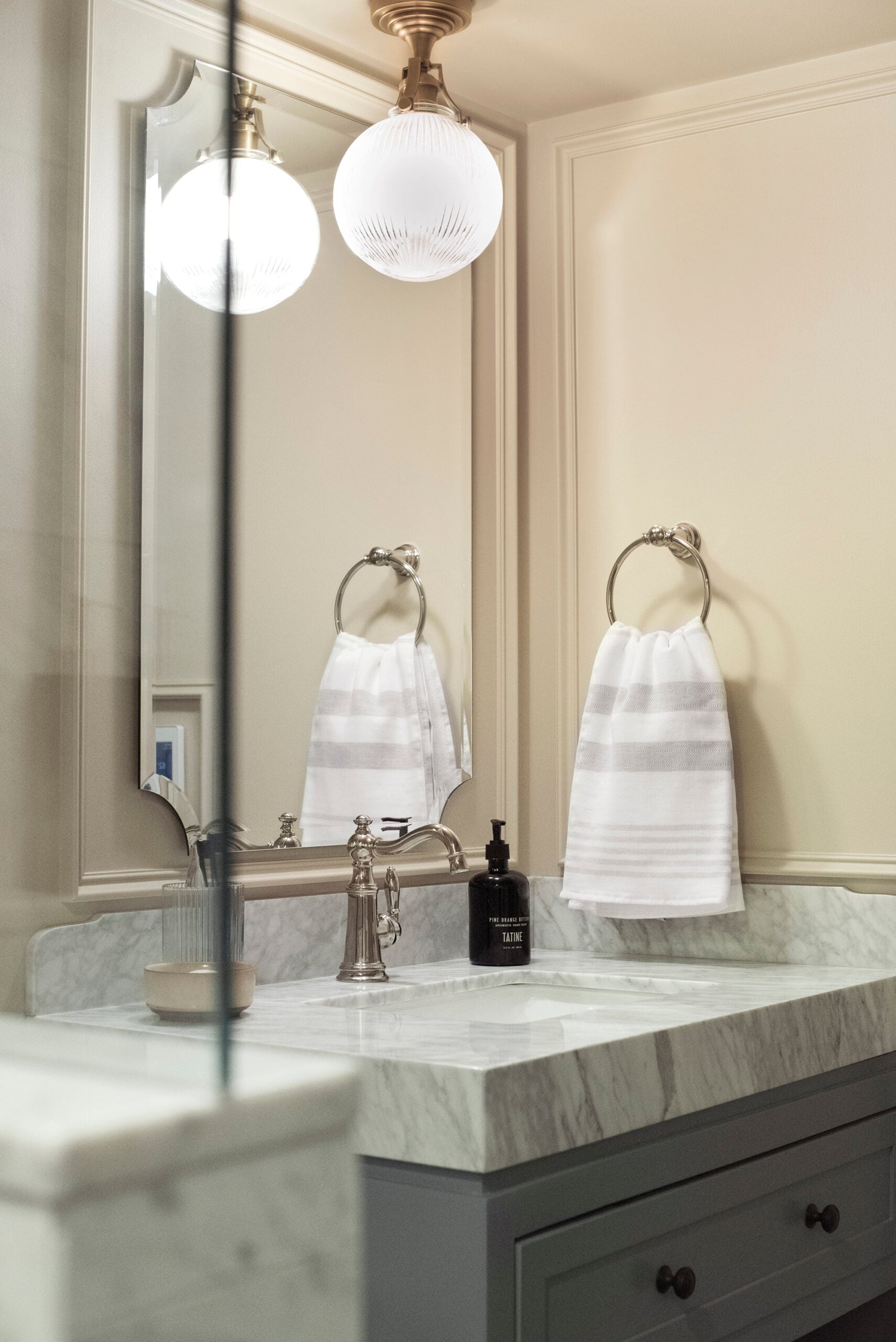 Semi Flush Mount Light Fixture in Bathroom