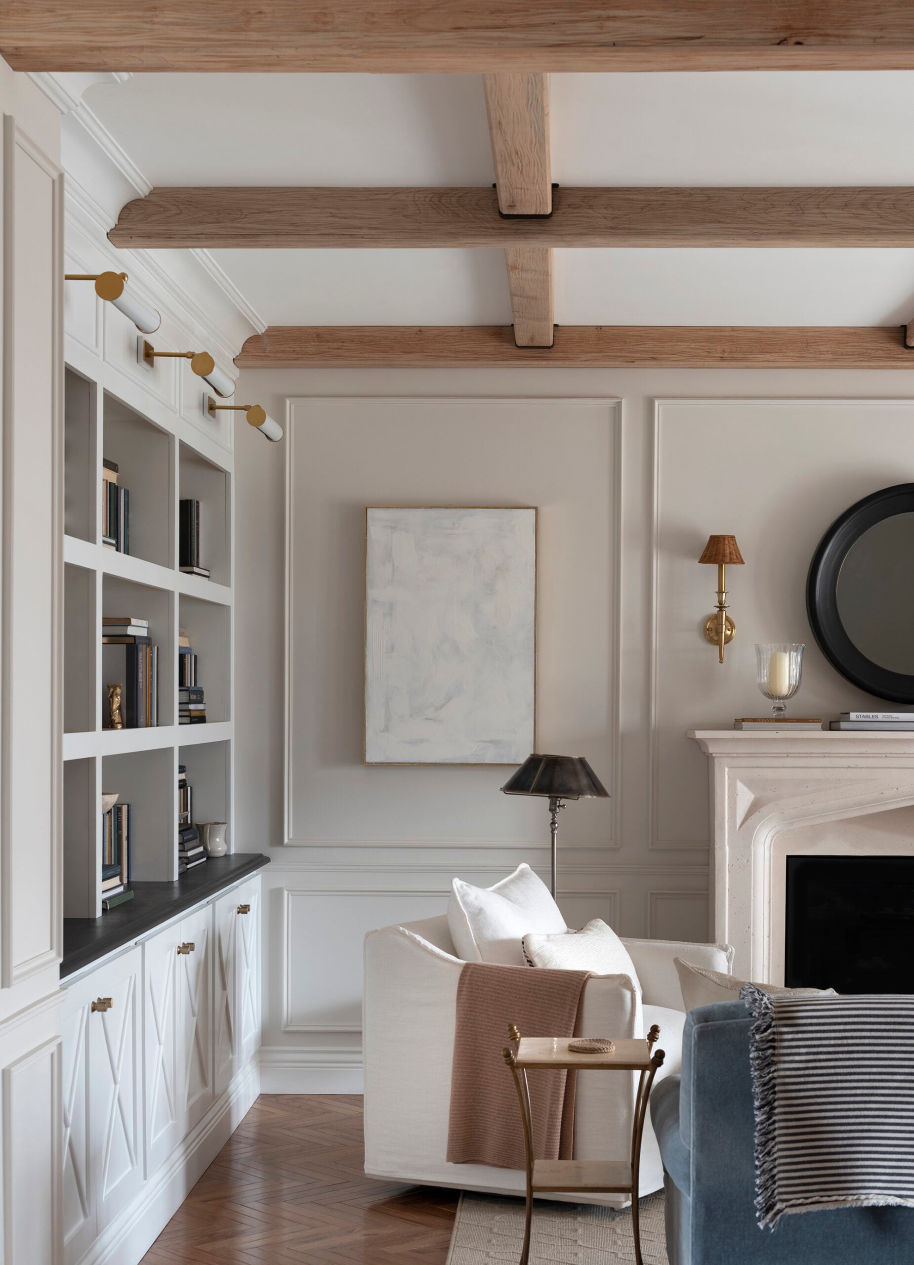 Herringbone Hardwood Flooring in Living Room