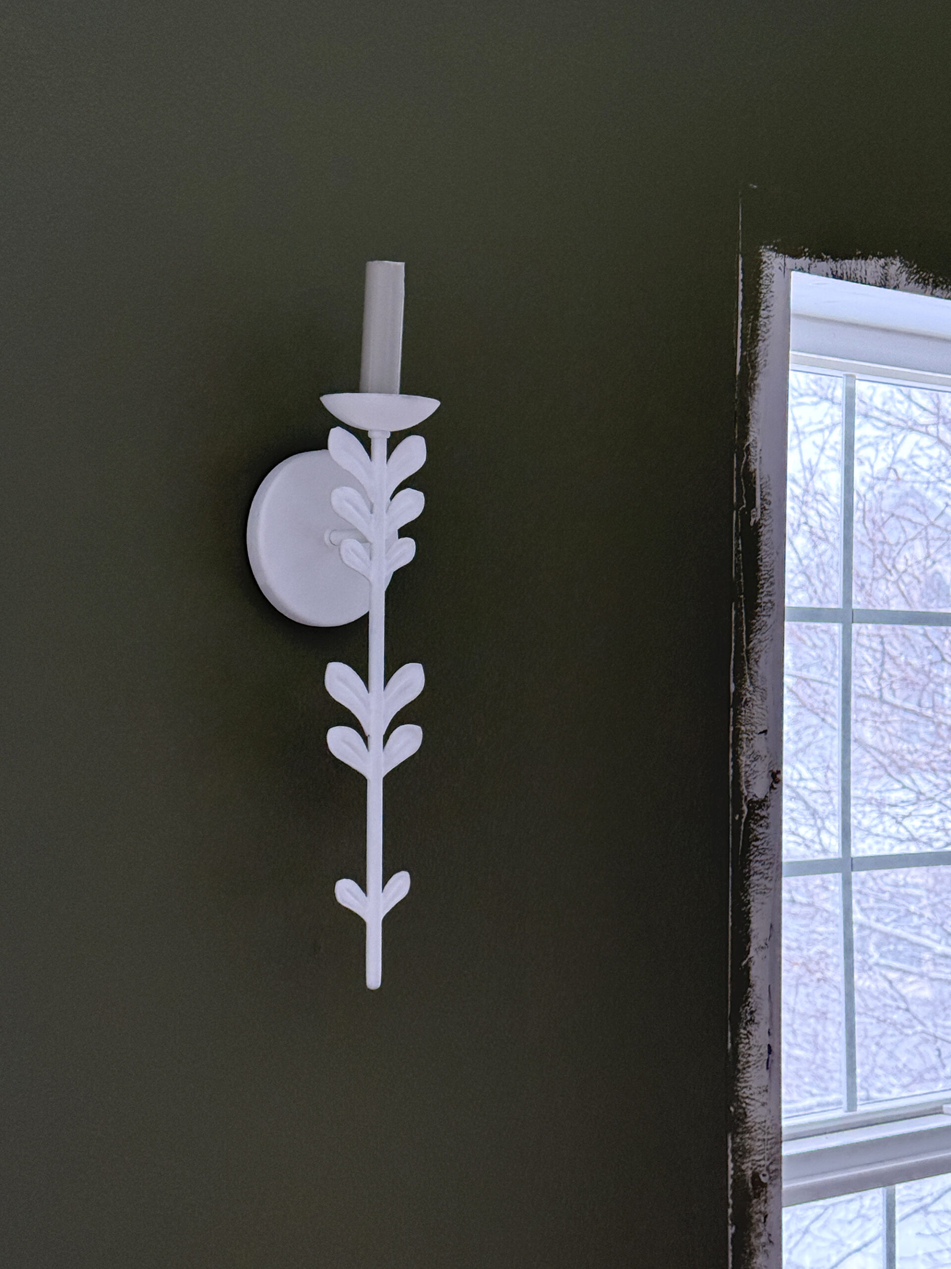 White plaster floral sconce
