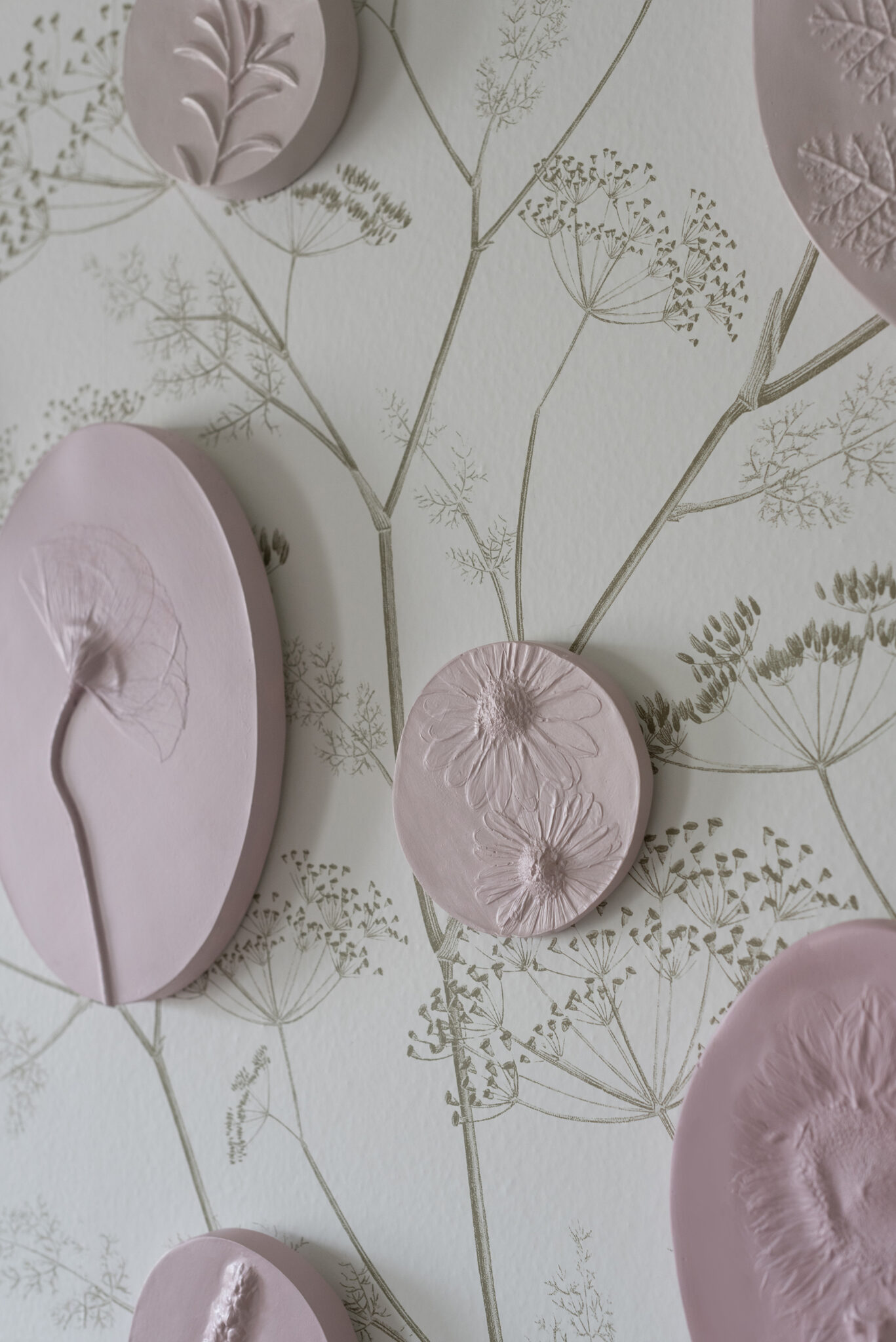 DIY Floral Plaster Relief Art with Pressed Flowers