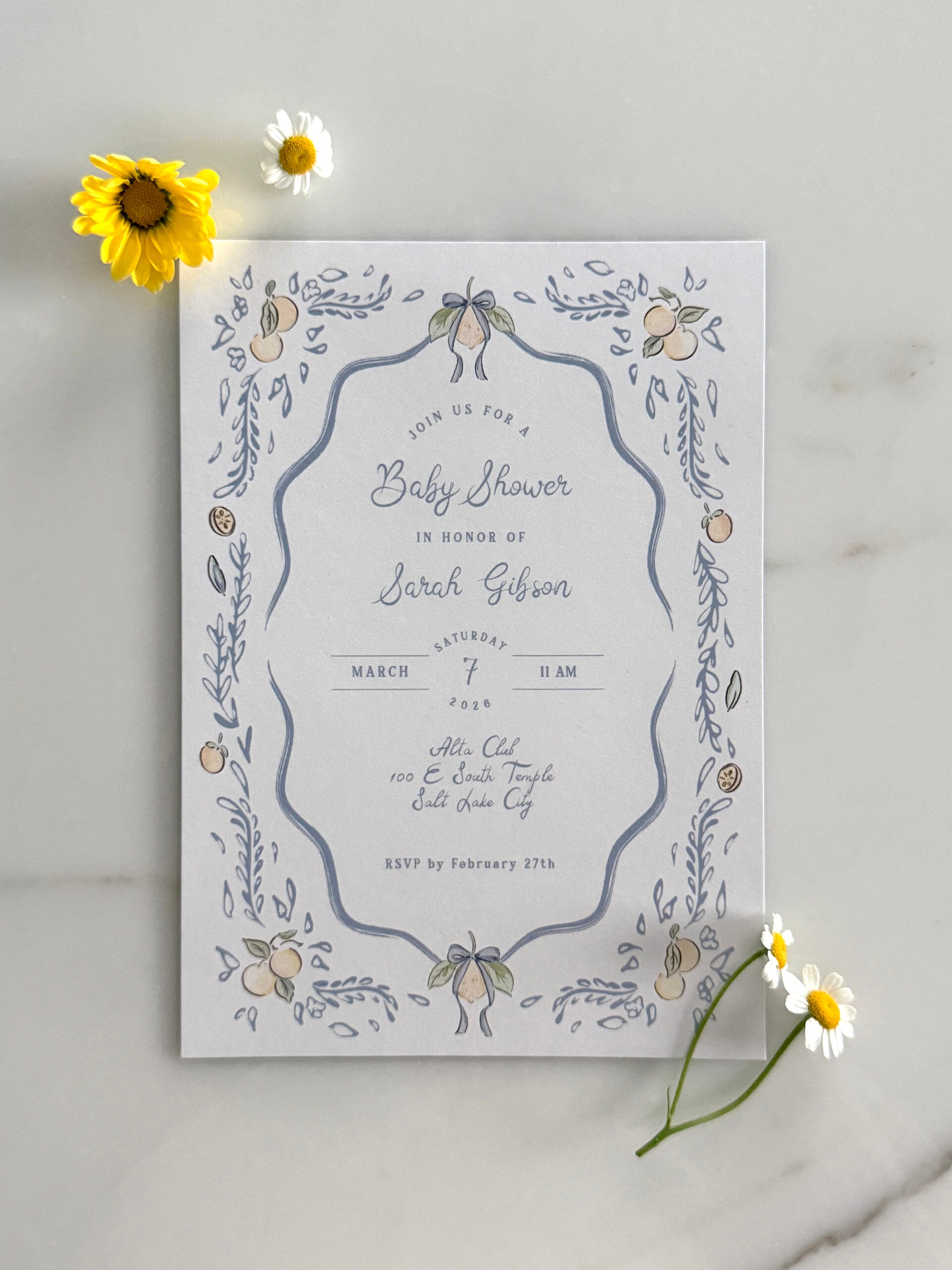 Citrus Spring Baby Shower Invitations