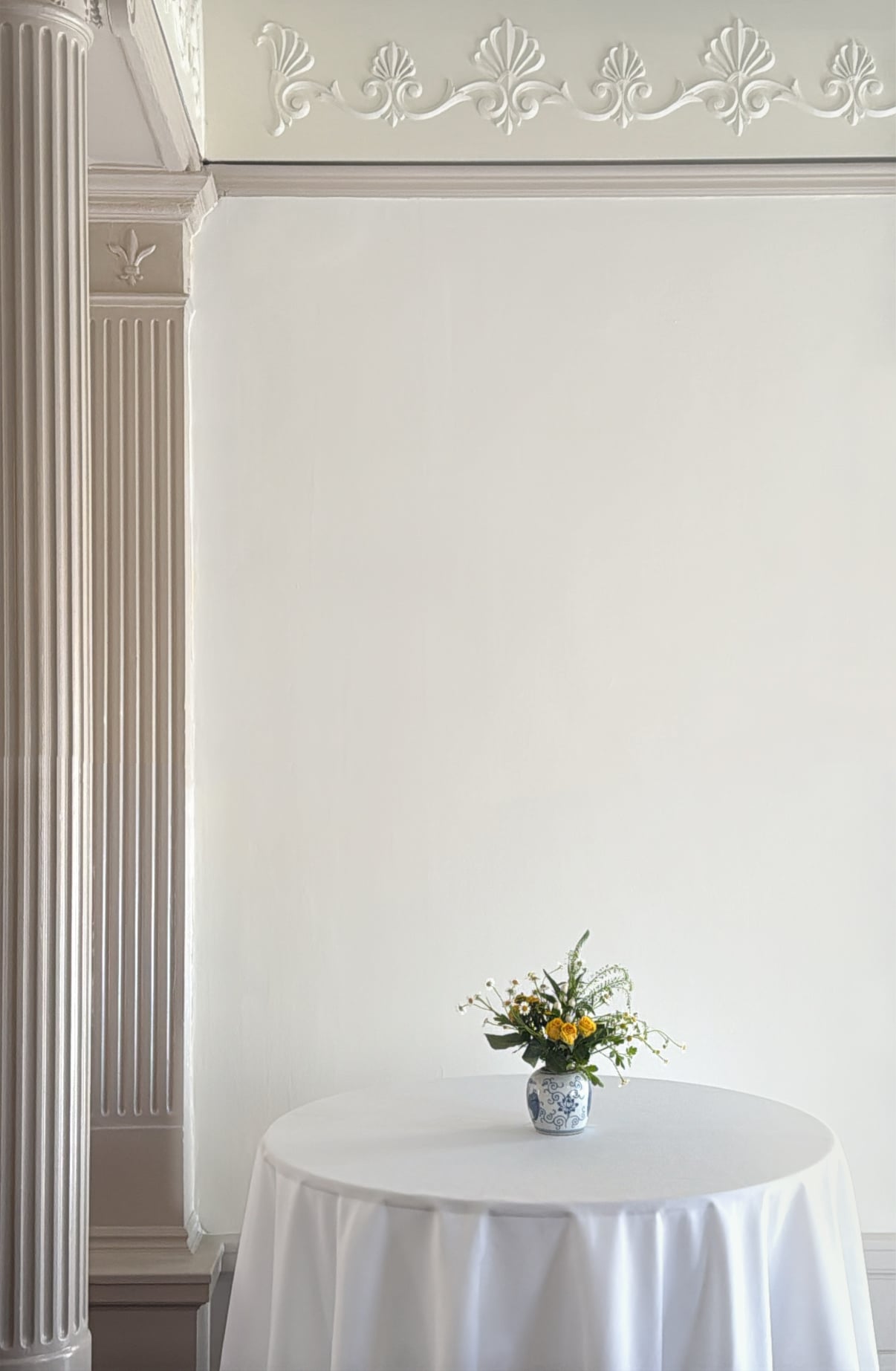 Spring Florals on White Table with Millwork