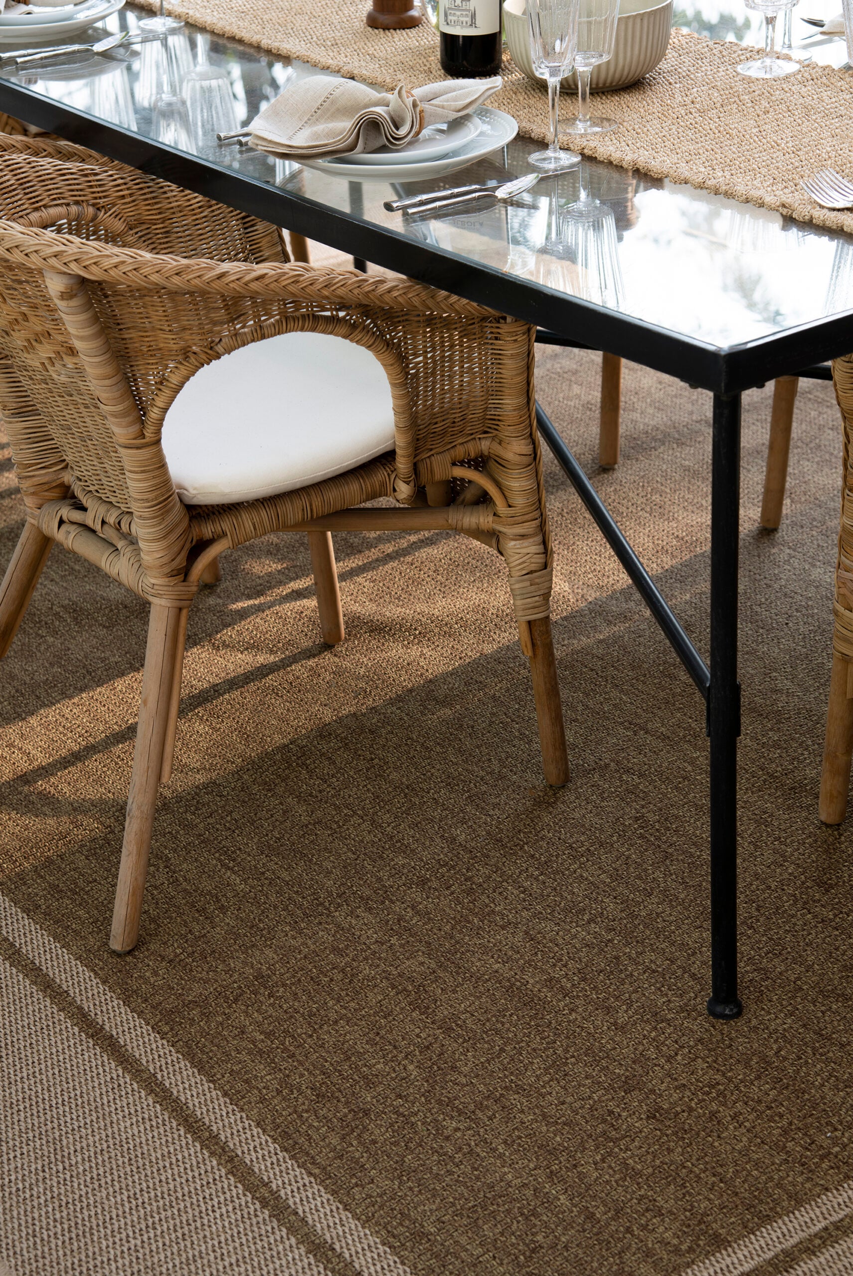 Outdoor Rug and Outdoor Table with Place Settings