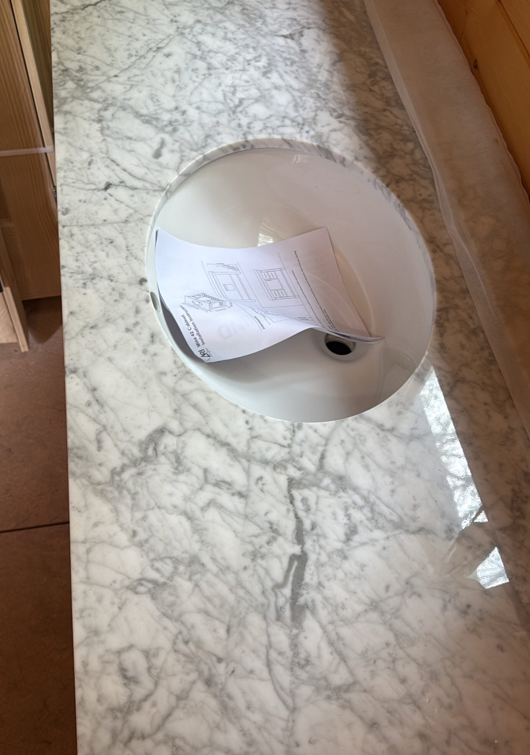 Carrara Vanity Marble Top Before Installation