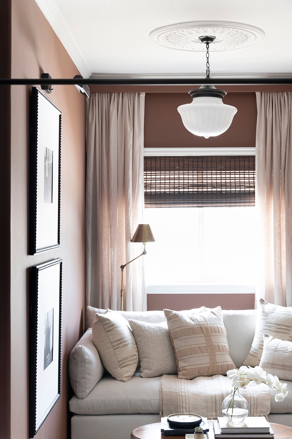 Brass Shade Lamp In Window Nook