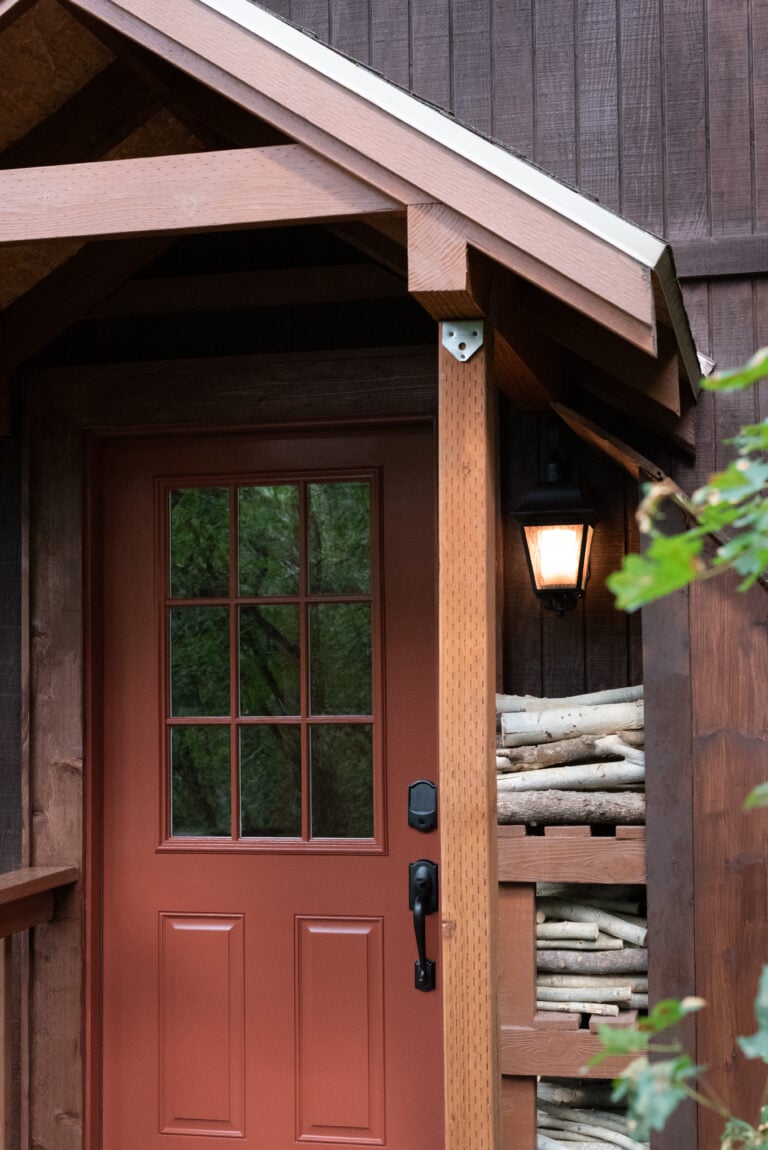 Cabin Front Door Makeover Before and After