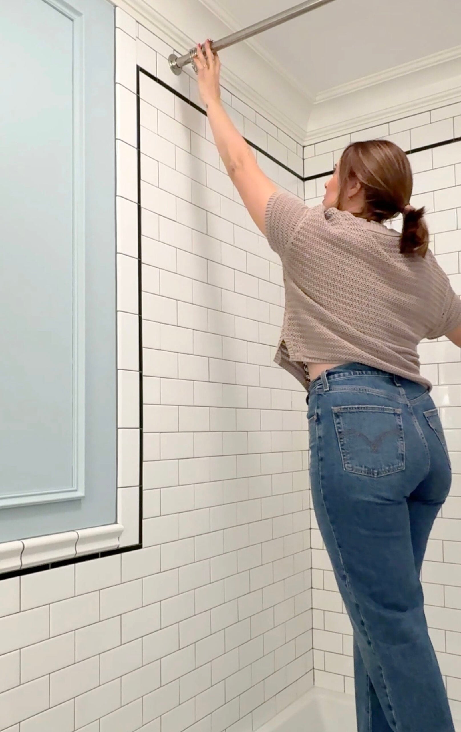 Installing a Custom Two Pages Shower Curtain with a Polished Nickel Rod