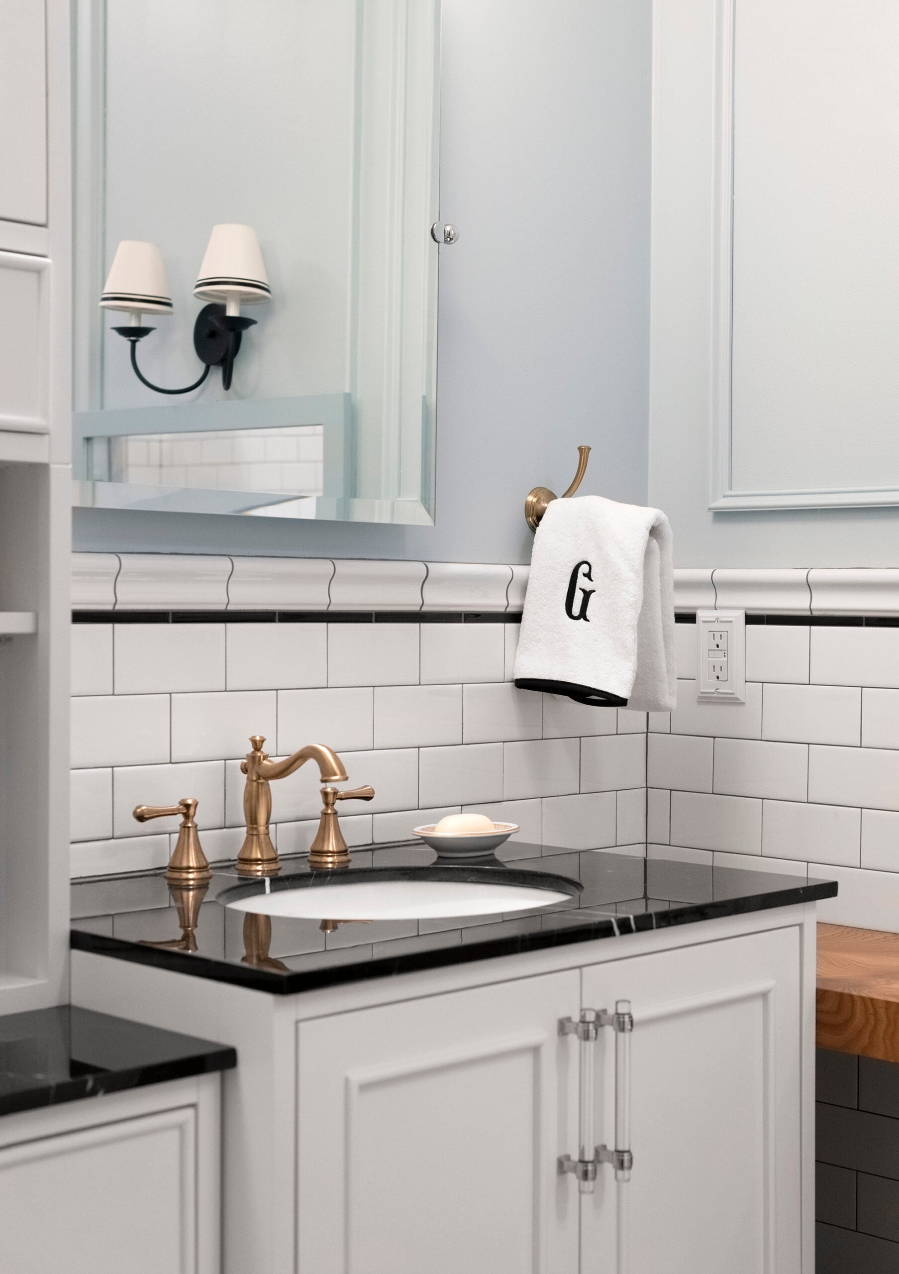 Monogrammed Embroidered Towel in Bathroom