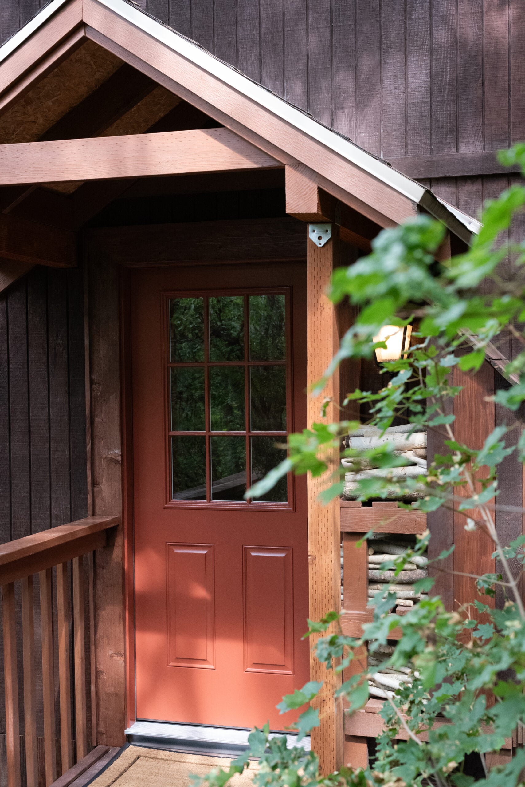 Red Front Door on Mountain Cabin