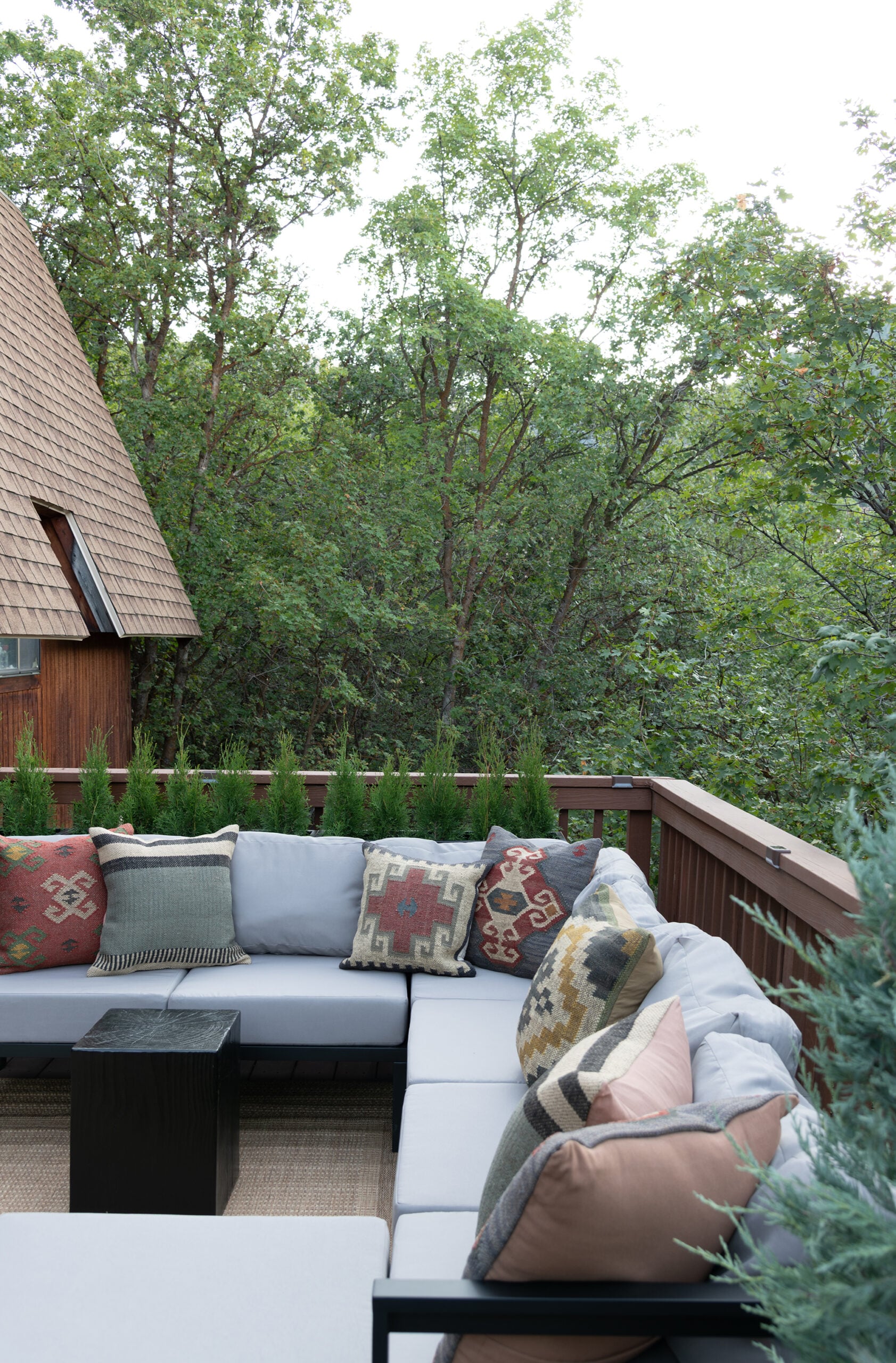 Cabin Deck with Outdoor Sectional with Mountain Views