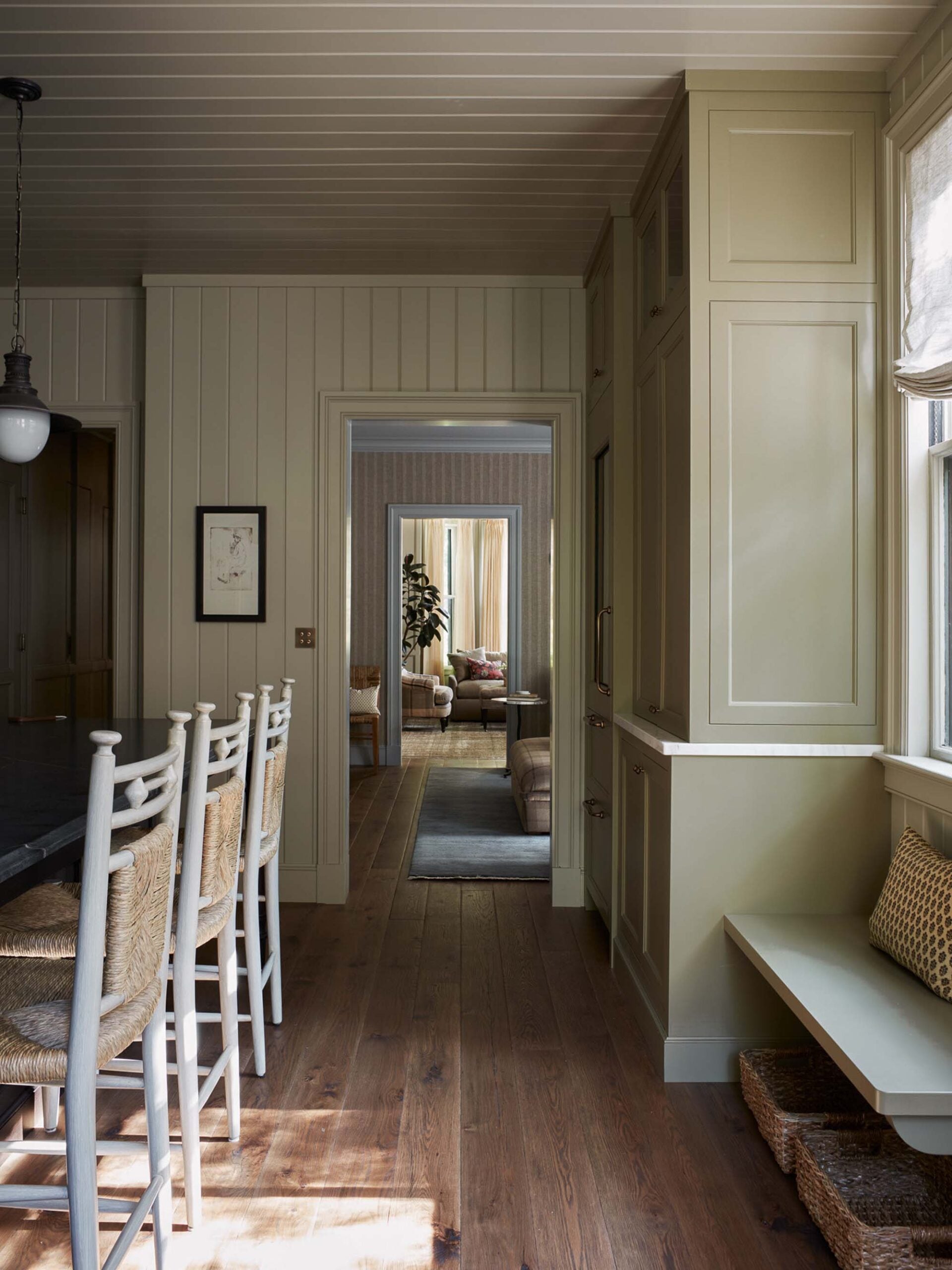 Kitchen Seating and Storage and Exit path