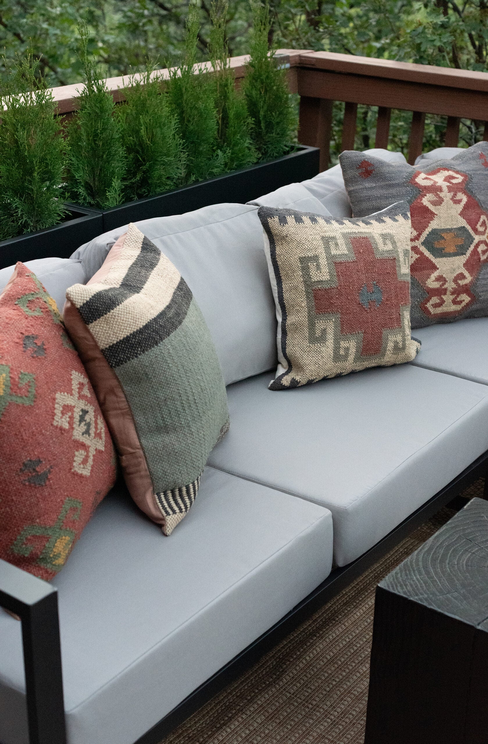 Southwest Outdoor Pillows on Cabin Deck Sectional
