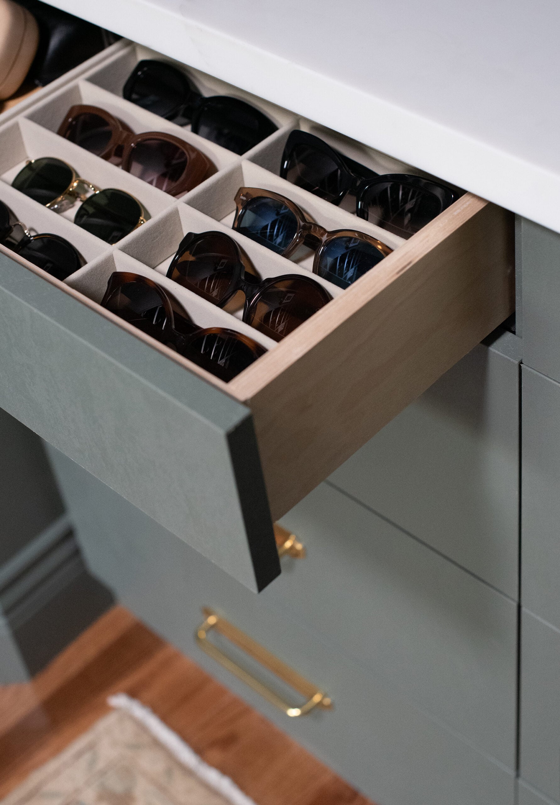 Sunglasses Drawer Organizer Divider in Walk-In Closet Drawer
