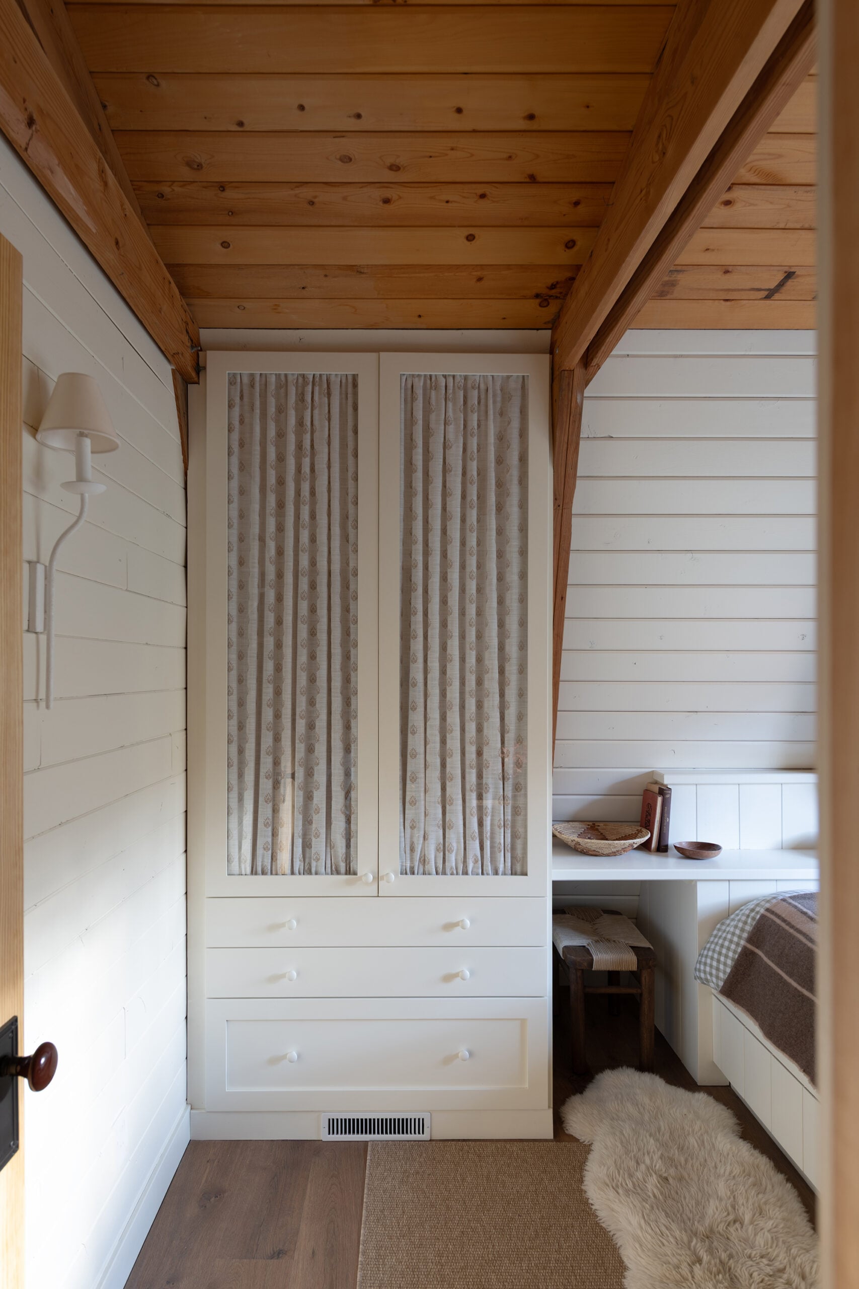 The Best Way To Add Fabric the a Glass Cabinet for Closed Storage