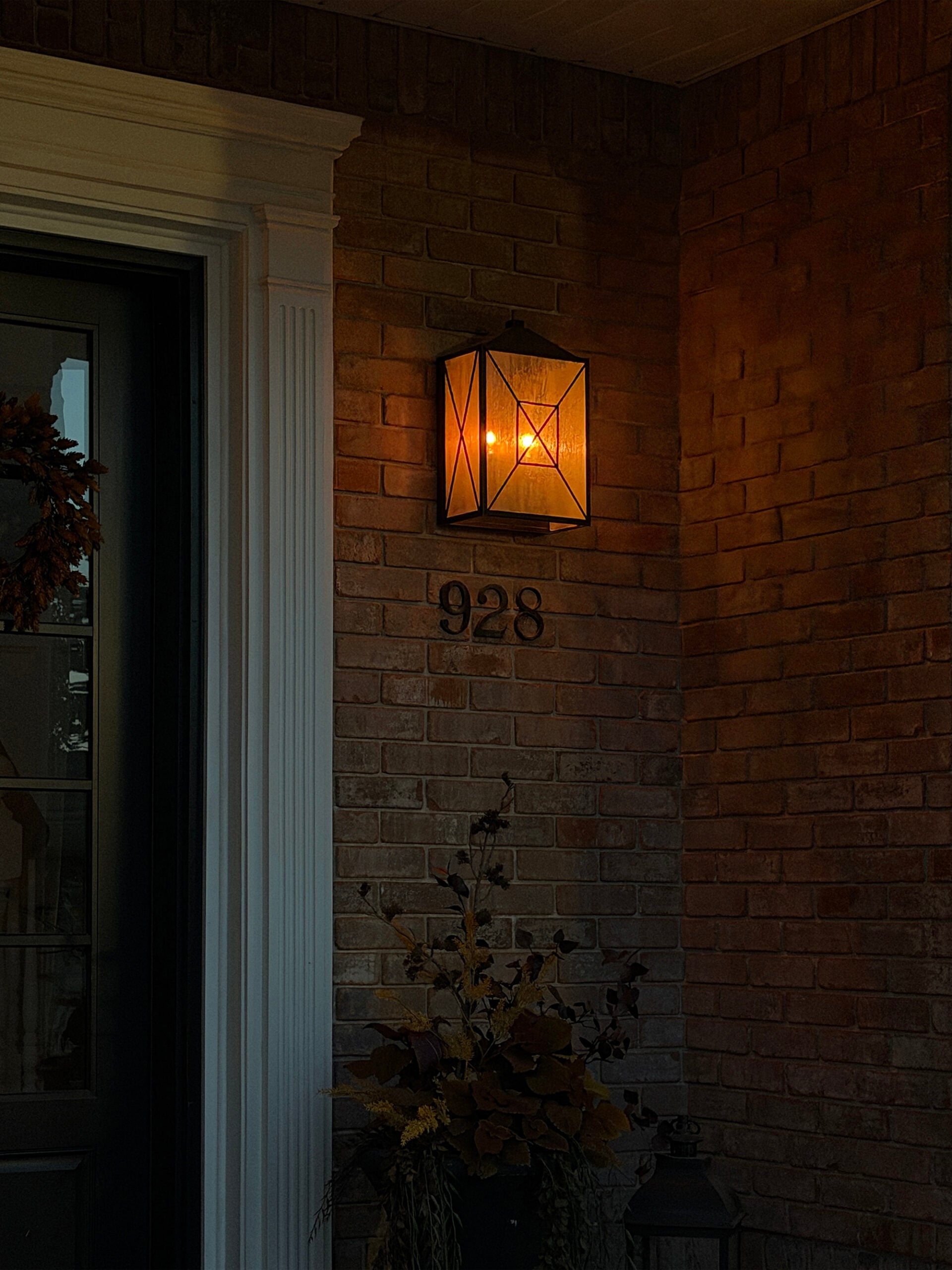 Porch Light with Flickering Gas Bulb at Night